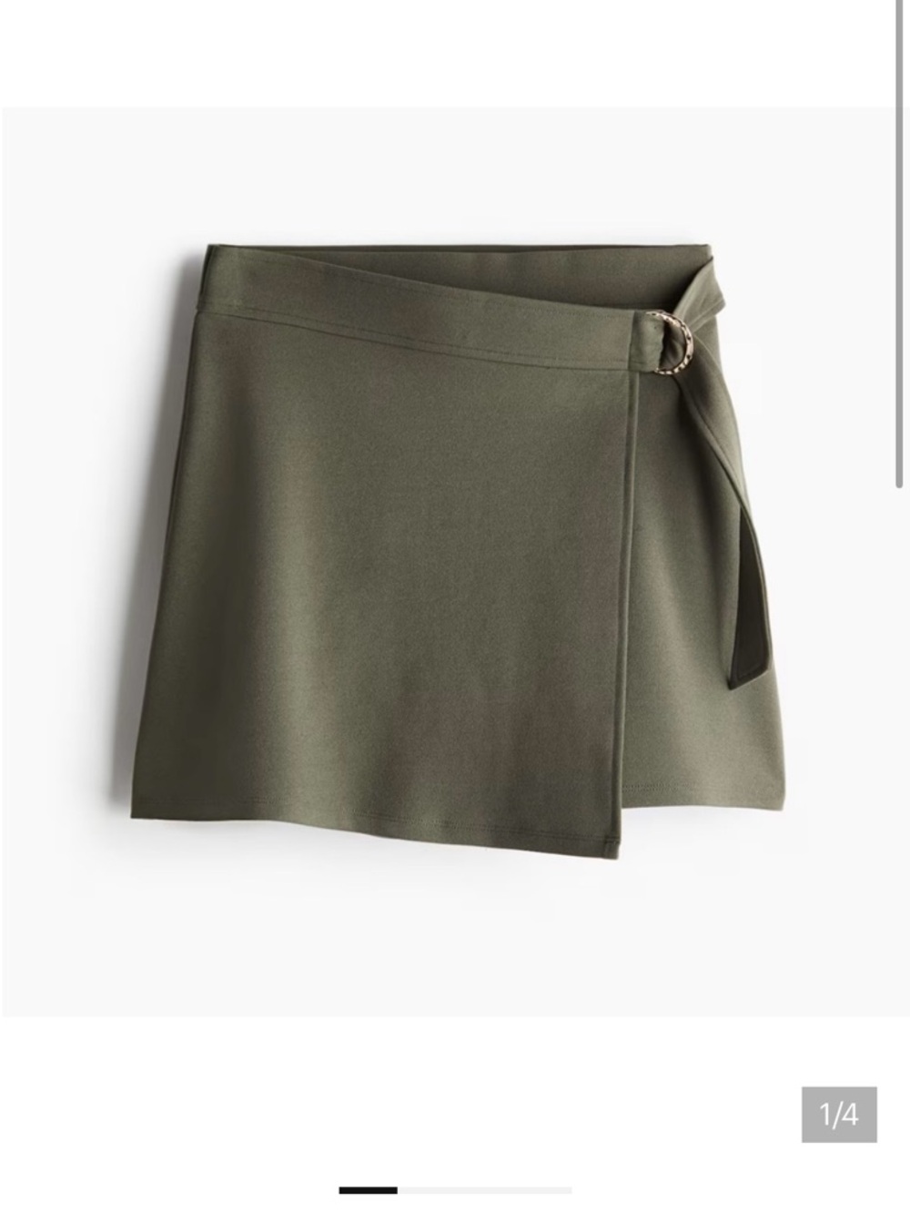 H&M Olive Green Jersey Wrap Skort with Buckle Small